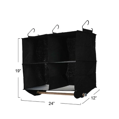 Household Essentials 4 Pocket Wide Organizer With Hangbar Black 8 Household Essentials 4 Pocket Wide Organizer With Hangbar Black - Image 6