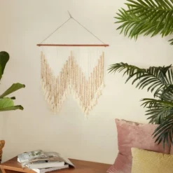 Wood Macrame Beaded Wall Decor With Fringe Tassels - Olivia & May -Lamps and Lighting Store GUEST 006035f1 4335 4cb1 9683 19f194401226