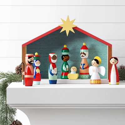 9pc Wood Christmas Nativity Scene Figurine Set - Wondershop™ 3 9pc Wood Christmas Nativity Scene Figurine Set - Wondershop™