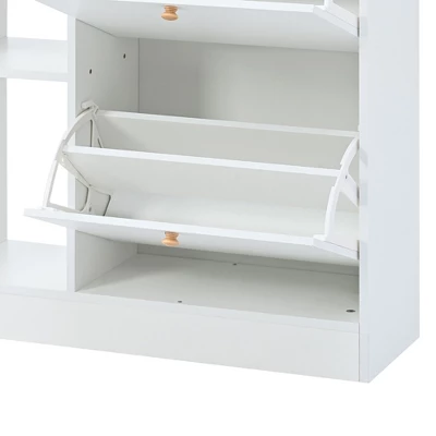Clint 42.5" Height Shoe Rack Multifunctional 2-Tier Organizer With Drawers For 19 Pairs With 4 Flip Down Drawers-Maison Boucle 8 Clint 42.5" Height Shoe Rack Multifunctional 2-Tier Organizer With Drawers For 19 Pairs With 4 Flip Down Drawers-Maison Boucle - Image 6