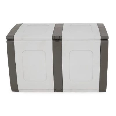 Homeplast Regular 52.83 Gallon Capacity Indoor Outdoor Heavy Duty Deck Box Storage Trunk For Pillows, Patio Cushions, & Firewood, Gray/Anthracite 4 Homeplast Regular 52.83 Gallon Capacity Indoor Outdoor Heavy Duty Deck Box Storage Trunk For Pillows, Patio Cushions, & Firewood, Gray/Anthracite - Image 2