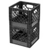 Juggernaut Storage 16 Quart Indoor Outdoor Stackable Heavy-Duty Storage Milk Dairy Crate With Handles For Home, Office, Or Garage, Black (2 Pack) -Lamps and Lighting Store GUEST 065d15bc 4728 4e0e abf9 960f4379b7af