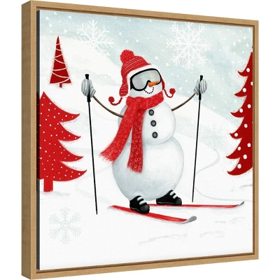 16" X 16" Snow Day I Snowman Skiing By Victoria Borges Framed Canvas Wall Art - Amanti Art 3 16" X 16" Snow Day I Snowman Skiing By Victoria Borges Framed Canvas Wall Art - Amanti Art