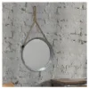 11.9" Suspended Round Galvanized Metal Wall Mirror With Rope Hanging Loop Brown/Silver - Stonebriar Collection -Lamps and Lighting Store GUEST 074ff800 70ab 4b1b b6a0 de3b461d0a3e