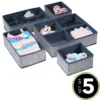MDesign Fabric Dresser Drawer, Closet Storage Bins, Set Of 5