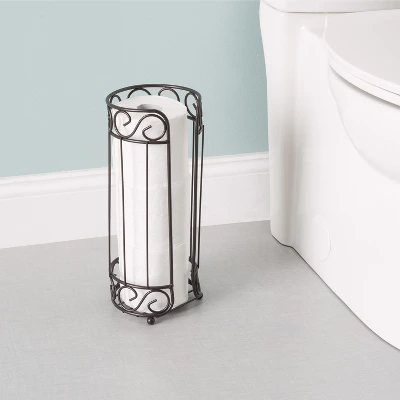 Home Basics Scroll Collection Bath Tissue Reserve Toilet Paper Roll Holder Stand, Bronze 7 Home Basics Scroll Collection Bath Tissue Reserve Toilet Paper Roll Holder Stand, Bronze - Image 5