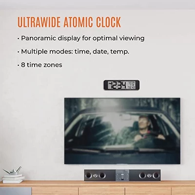 Marathon UltraWide Atomic 14-Inch Panoramic Display Wall Clock With Indoor Temperature & Humidity 3 Marathon UltraWide Atomic 14-Inch Panoramic Display Wall Clock With Indoor Temperature & Humidity