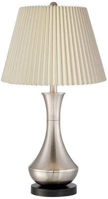 360 Lighting Simon Modern Table Lamps 25 1/2" High Set Of 2 Brushed Nickel With USB Charging Port Ivory Linen Shade For Bedroom Living Room House Desk 6 360 Lighting Simon Modern Table Lamps 25 1/2" High Set Of 2 Brushed Nickel With USB Charging Port Ivory Linen Shade For Bedroom Living Room House Desk - Image 4