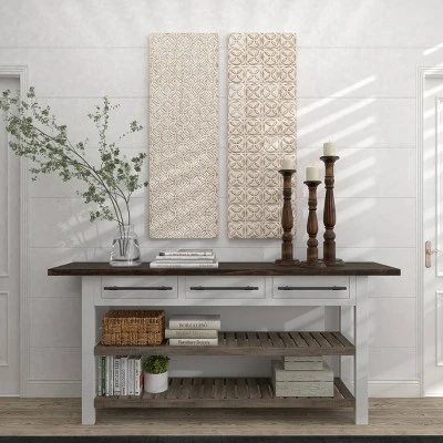 Set Of 2 Wooden Geometric Intricately Carved Wall Decors White - Olivia & May 18 Set Of 2 Wooden Geometric Intricately Carved Wall Decors White - Olivia & May - Image 16