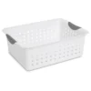 Sterilite Ultra Ventilated Open Top Plastic Storage Organizer Basket With Gray Contoured Carrying Handles