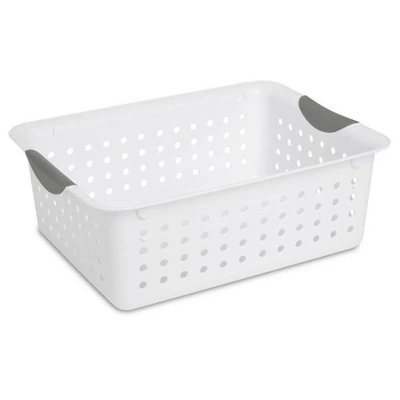 Sterilite Ultra Ventilated Open Top Plastic Storage Organizer Basket With Gray Contoured Carrying Handles 3 Sterilite Ultra Ventilated Open Top Plastic Storage Organizer Basket With Gray Contoured Carrying Handles