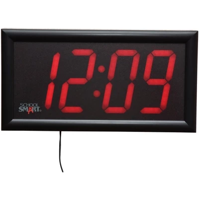 School Smart LED Wall Clock With Remote Control, 7 X 13 Inches, Red Digits 4 School Smart LED Wall Clock With Remote Control, 7 X 13 Inches, Red Digits - Image 2