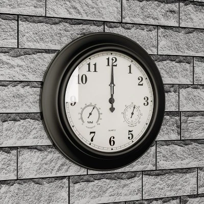 Nature Spring Wall Clock Thermometer – 2.5" X 18", Black 4 Nature Spring Wall Clock Thermometer – 2.5" X 18", Black - Image 2