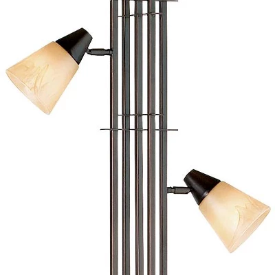 Franklin Iron Works Metro Mission Rustic Torchiere Floor Lamp With Side Lights 71" Tall Bronze Champagne Glass For Living Room Reading Bedroom Office 4 Franklin Iron Works Metro Mission Rustic Torchiere Floor Lamp With Side Lights 71" Tall Bronze Champagne Glass For Living Room Reading Bedroom Office - Image 2