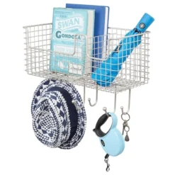 MDesign Metal Storage Organizer Basket With 6 Hooks - Wall Mount -Lamps and Lighting Store GUEST 0ed18b8a 8637 4413 9b8b d10d0c47008c