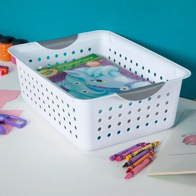 Sterilite Ultra Ventilated Open Top Plastic Storage Organizer Basket With Gray Contoured Carrying Handles 5 Sterilite Ultra Ventilated Open Top Plastic Storage Organizer Basket With Gray Contoured Carrying Handles - Image 3