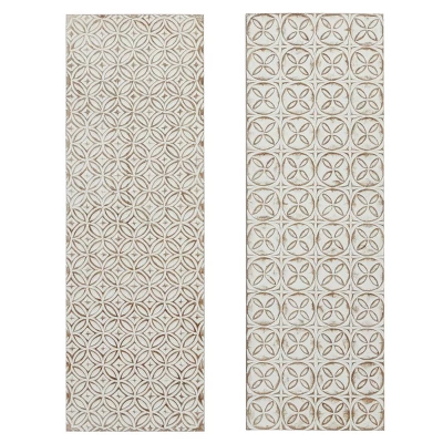 Set Of 2 Wooden Geometric Intricately Carved Wall Decors White - Olivia & May 12 Set Of 2 Wooden Geometric Intricately Carved Wall Decors White - Olivia & May - Image 10