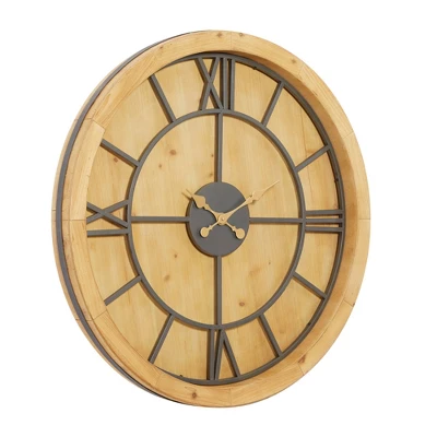 Mediterranean Wood Wall Clock Brown - Olivia & May 7 Mediterranean Wood Wall Clock Brown - Olivia & May - Image 5