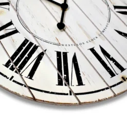 18" Plank Wood Wall Clock White - Westclox -Lamps and Lighting Store GUEST 105d2069 c36f 4f76 b2b8 be580a46411a