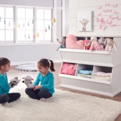 Badger Basket Two Bin Stackable Storage Cubby White/Gray Woodgrain -Lamps and Lighting Store GUEST 10f2f2bd 87f6 4199 a74c a8bf318d8ea7