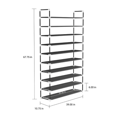 Hastings Home Space-Saving Shoe Rack - 10-Tier, Black 4 Hastings Home Space-Saving Shoe Rack - 10-Tier, Black - Image 2