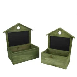Northlight Set Of 2 Decorative Wooden Green Rectangular Christmas Boxes With Chalkboard Accent 12-13.25"