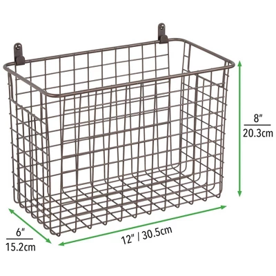 MDesign Metal Wall Mount Hanging Basket Bin For Home Storage 5 MDesign Metal Wall Mount Hanging Basket Bin For Home Storage - Image 3
