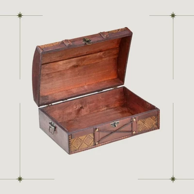 Brynnberg 13.8"x9.1"x9.4" Wooden Treasure Chest Storage Box - Lockable, Handmade & Vintage Decor 4 Brynnberg 13.8"x9.1"x9.4" Wooden Treasure Chest Storage Box - Lockable, Handmade & Vintage Decor - Image 2