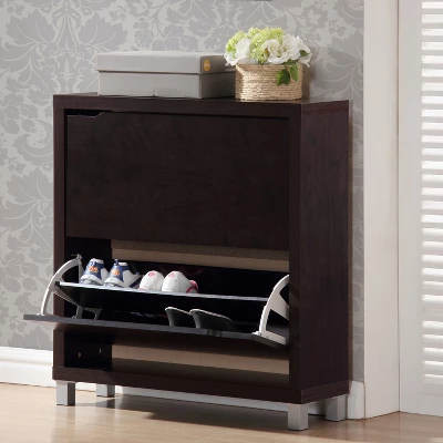 Simms Modern Shoe Cabinet - Baxton Studio 3 Simms Modern Shoe Cabinet - Baxton Studio