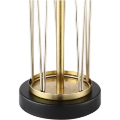 360 Lighting Nathan Modern Table Lamps 25 1/2" High Set Of 2 Gold Metal With USB Charging Ports Black Drum Shade For Bedroom Living Room Home Desk -Lamps and Lighting Store GUEST 14c089bb 534a 486d 9763 cb4633e112ac