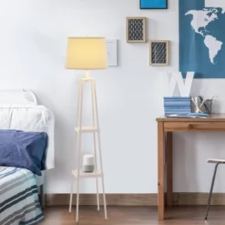 58" Etagere Floor Lamp With Shelves With Linen Shade White - Cresswell Lighting -Lamps and Lighting Store GUEST 14fed7c3 045c 4f17 ba6b d773ed6737fc