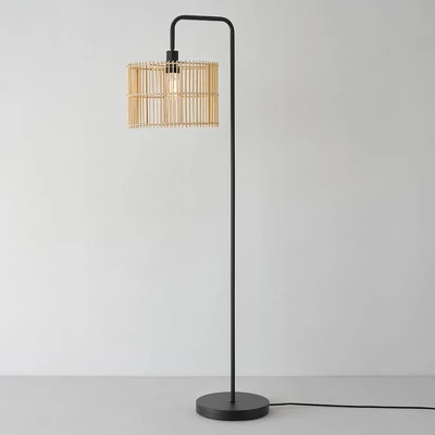 58" Barden Matte Black Floor Lamp With Bamboo Shade - Globe Electric 6 58" Barden Matte Black Floor Lamp With Bamboo Shade - Globe Electric - Image 4