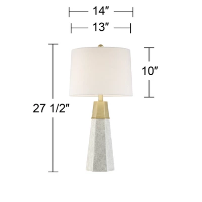 360 Lighting Julie Modern Table Lamps 27 1/2" Tall Set Of 2 Faux Marble Gold Tapered Column Fabric Drum Shade For Bedroom Living Room Bedside Office 7 360 Lighting Julie Modern Table Lamps 27 1/2" Tall Set Of 2 Faux Marble Gold Tapered Column Fabric Drum Shade For Bedroom Living Room Bedside Office - Image 5