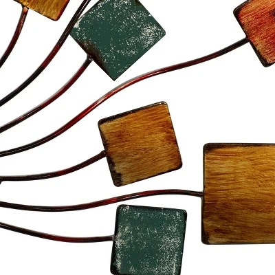 Metal Sunburst Wall Decor With Square Panel Accent Brown - Olivia & May 7 Metal Sunburst Wall Decor With Square Panel Accent Brown - Olivia & May - Image 5