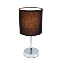 11.81" Traditional Petite Metal Stick Bedside Table Desk Lamp In Chrome With Fabric Shade Black - Creekwood Home 10 11.81" Traditional Petite Metal Stick Bedside Table Desk Lamp In Chrome With Fabric Shade Black - Creekwood Home -Lamps and Lighting Store GUEST 1720e567 eb41 4bd1 83cb 6067c4830eeb