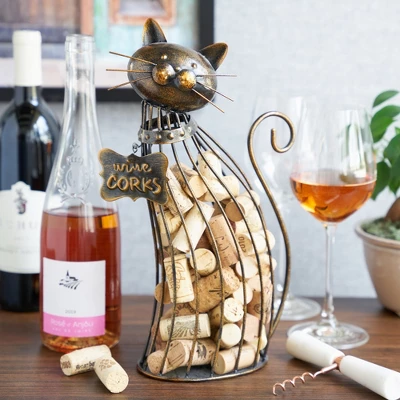 True Cat Wine Cork Holder, Decorative Wine Cork Storage And Decor, Set Of 1, Metal With Brown Finish, Holds 50 Wine Corks 3 True Cat Wine Cork Holder, Decorative Wine Cork Storage And Decor, Set Of 1, Metal With Brown Finish, Holds 50 Wine Corks