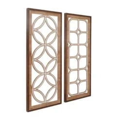 Set Of 2 Wood Geometric Carved Wall Decors Dark Brown - Olivia & May -Lamps and Lighting Store GUEST 18bcb592 d947 4ad5 ad08 fc5399b5d75e