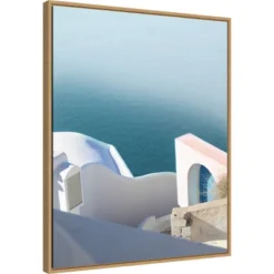 22" X 28" Santorini Greek Architecture II By Sara Zieve Miller Framed Canvas Wall Art Light Brown - Amanti Art