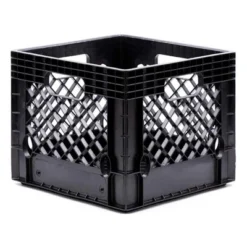 Juggernaut Storage 16 Quart Indoor Outdoor Stackable Heavy-Duty Storage Milk Dairy Crate With Handles For Home, Office, Or Garage, Black (2 Pack) -Lamps and Lighting Store GUEST 19ad2b6d 5bc6 4eba 999a 157aba038e58