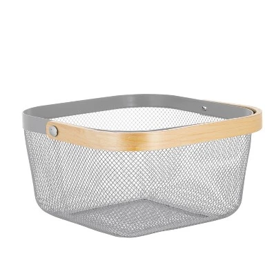 Simplify Mesh Tote With Bamboo Handle Gray 4 Simplify Mesh Tote With Bamboo Handle Gray - Image 2