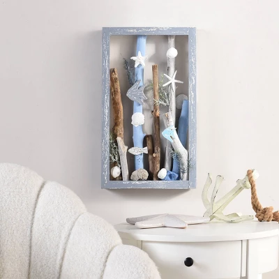 20" X 12" Sea Dive Ocean Motif Wooden Shadow Box Table Top Wall Sculpture Gray - StyleCraft 7 20" X 12" Sea Dive Ocean Motif Wooden Shadow Box Table Top Wall Sculpture Gray - StyleCraft - Image 5