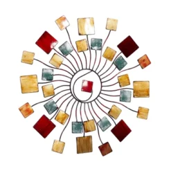 Metal Sunburst Wall Decor With Square Panel Accent Brown - Olivia & May 24 Metal Sunburst Wall Decor With Square Panel Accent Brown - Olivia & May -Lamps and Lighting Store GUEST 1a0e377c 1d0b 492b 99c0 9173ac5e746a