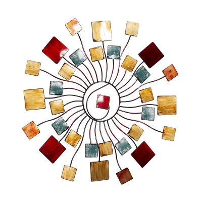 Metal Sunburst Wall Decor With Square Panel Accent Brown - Olivia & May 8 Metal Sunburst Wall Decor With Square Panel Accent Brown - Olivia & May - Image 6