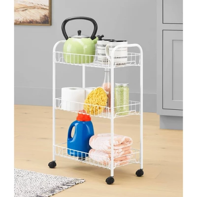Whitmor Small Household Cart White 4 Whitmor Small Household Cart White - Image 2