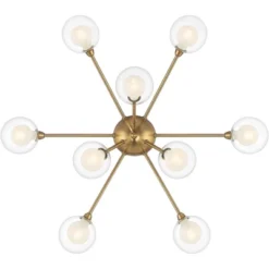 Possini Euro Design Spheres Modern Ceiling Light Flush Mount Fixture 28" Wide Warm Brass 9-Light LED Clear Globe Glass For Bedroom Kitchen Living Room -Lamps and Lighting Store GUEST 1a528675 684f 46e4 81d5 bf4b25c5aa5e