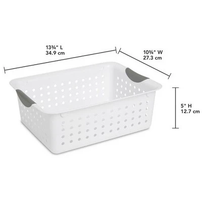 Sterilite Ultra Ventilated Open Top Plastic Storage Organizer Basket With Gray Contoured Carrying Handles 4 Sterilite Ultra Ventilated Open Top Plastic Storage Organizer Basket With Gray Contoured Carrying Handles - Image 2