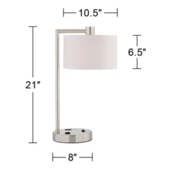 360 Lighting Colby Modern Desk Lamps 21" High Set Of 2 Brushed Nickel With USB And AC Power Outlet In Base White Linen Drum Shade For Bedroom Office 14 360 Lighting Colby Modern Desk Lamps 21" High Set Of 2 Brushed Nickel With USB And AC Power Outlet In Base White Linen Drum Shade For Bedroom Office -Lamps and Lighting Store GUEST 1b67ff4b bc9e 4fd3 8363 50634c0c2d76