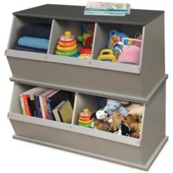 Two Bin Stackable Storage Cubby - Woodgrain/Gray -Lamps and Lighting Store GUEST 1b9c3a5b c23a 4f9f b241 627e8ff0e838
