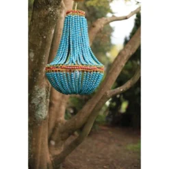 Wood Beaded Chandelier Blue -Storied Home -Lamps and Lighting Store GUEST 1c509e22 de29 4c07 8684 6344261c3000