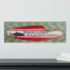 Northlight Rectangular Burlap Covered "Beach Closed" Shark Bite Surfboard Wall Art 24"